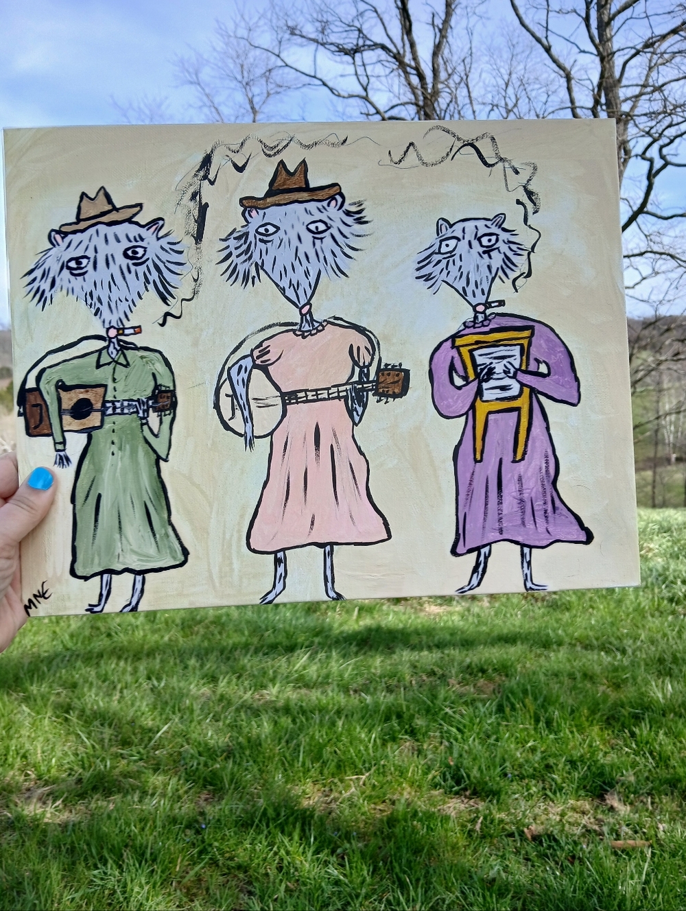 Possum Band Painting Folk Art